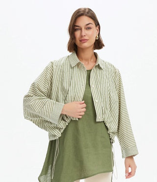 Wide Crop Over Shirt | Olive Green