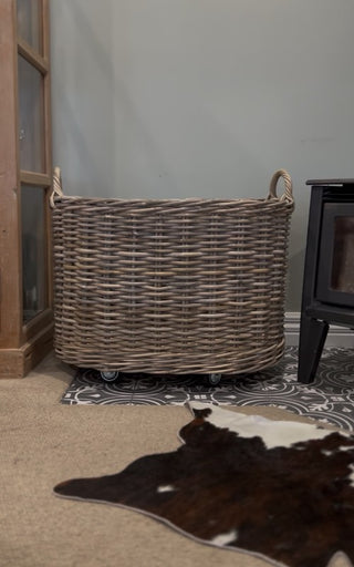 Oval Log Basket | Unlined on Casters