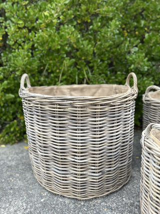 Round Lined Log Basket | Large