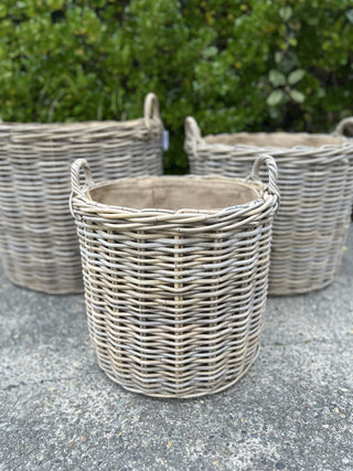 Round Lined Log Basket | Small