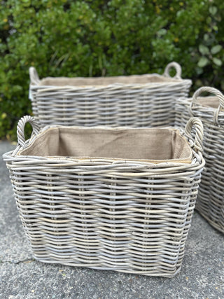 Rectangle Lined Log Basket | Medium