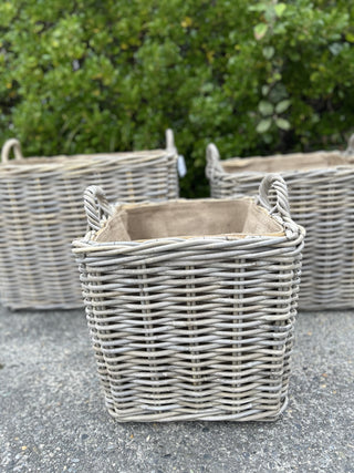 Square Lined Log Basket | Small