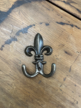 Fleur-de-lis Double Cast Iron Hook