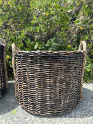 Round Lined Log Basket | Dark