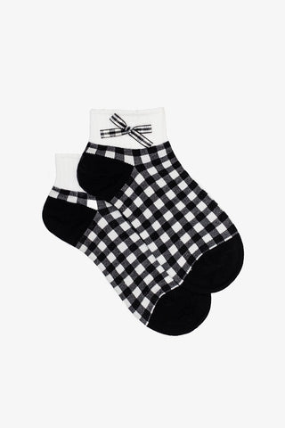 Gingham Bow Black | Ankle Sock