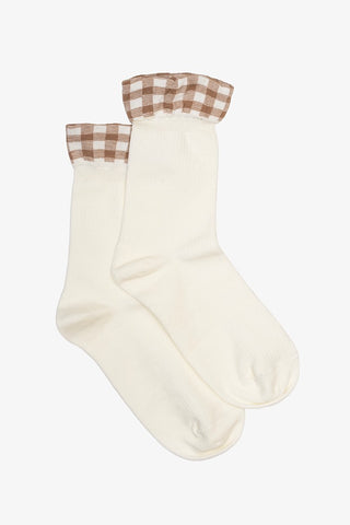 Gingham Ruffle Sock | Oat