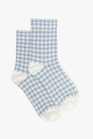 Blue Gingham Sock
