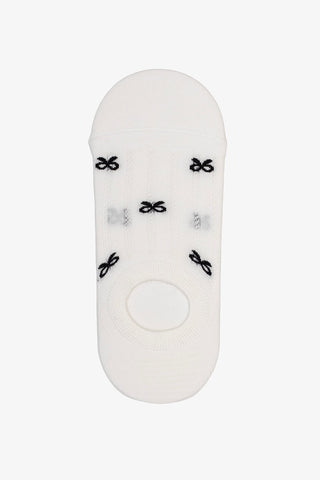 No Show Sock | White with Black Bows