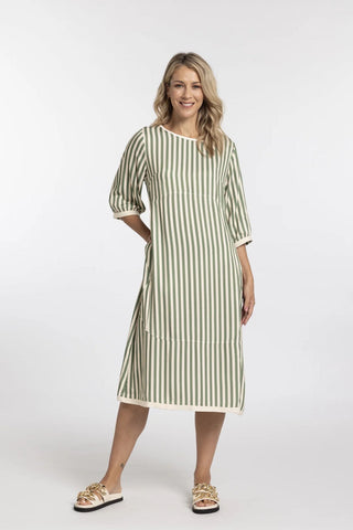 Cocoon Dress | Green Stripe