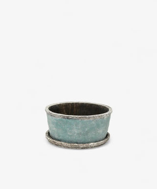 Sea Blue Wide Pot Plant & Saucer | Small