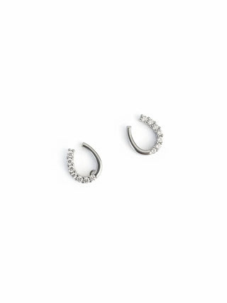 Diamante Horse Shoe Stud Earrings | Silver