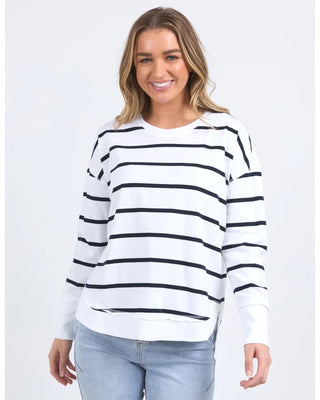 Farrah Long Sleeve Top | White & Navy Stripe