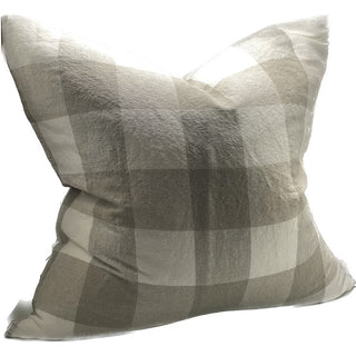 Gingham Cushion Linen | Milk