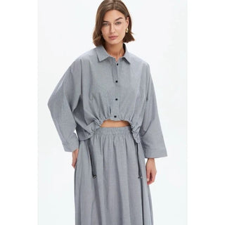 Wide Crop Gingham Overshirt