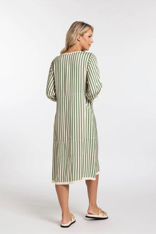 Cocoon Dress | Green Stripe