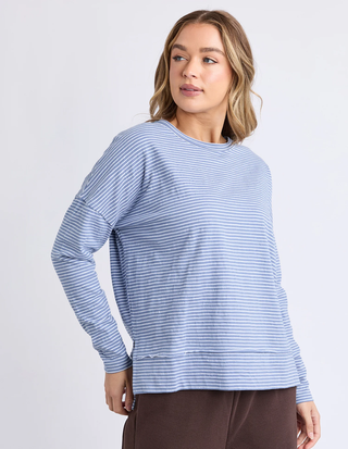 Eddie Stripe Top | Country Blue