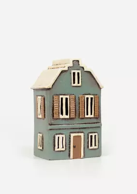 Alsace Tea Light House with Shutters | Blue