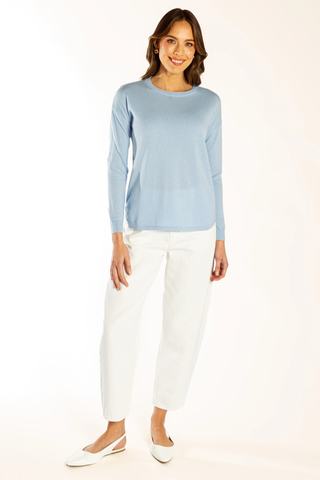Blue Swing Jumper | Blue & White Stripe Elbow Patch