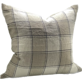 Window Pane Linen Cushion | Natural