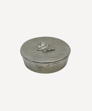 Round Silver Bee Trinket Box