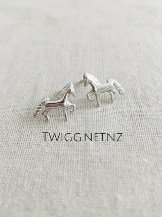 Sterling Silver Pony Stud Earrings