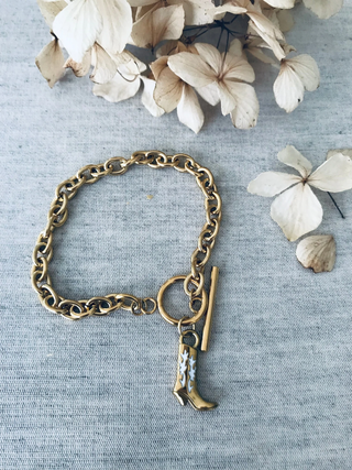 Golden Cowboy Boot Bracelet