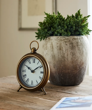 Desk Clock Antique Gold