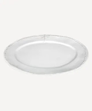 Dragonfly Stoneware Oval Platter White