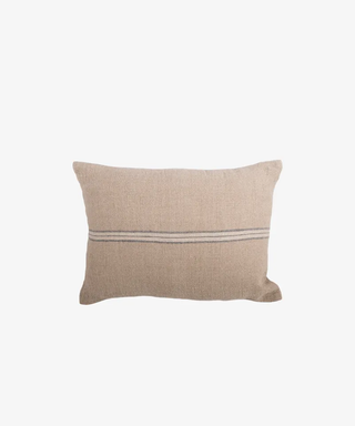 Woven Stripe Linen Cushion with Feather Inner | Blue